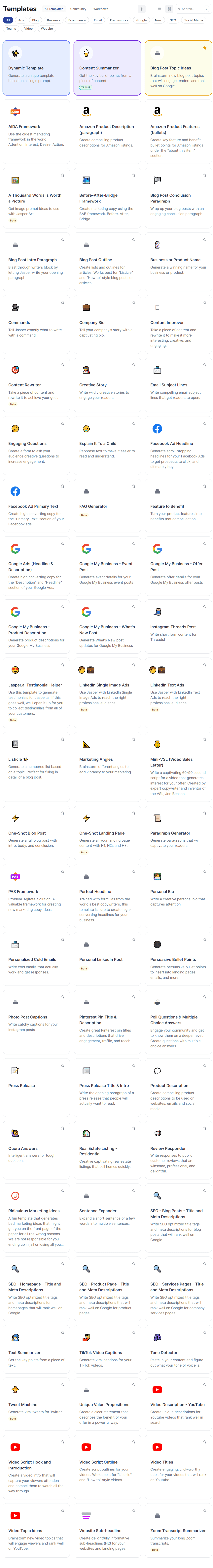 Jasper vs Copy.ai - Jasper AI Writing Templates