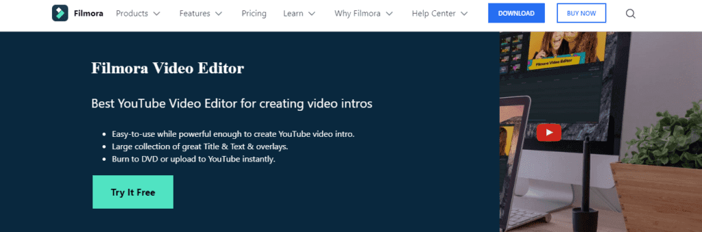 Filmora video editor for YouTube intros