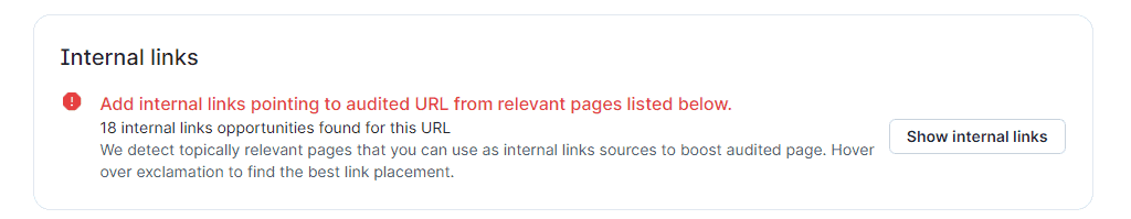 Surfer SEO Audit - Add internal links