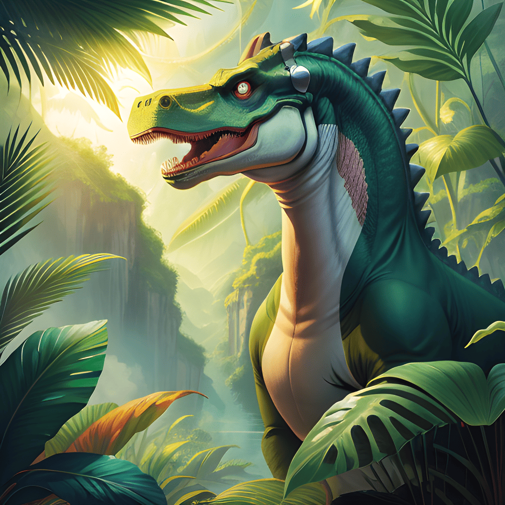 Dinosaur in the Jungle AI Art