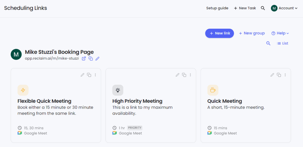 Reclaim AI Scheduling Link