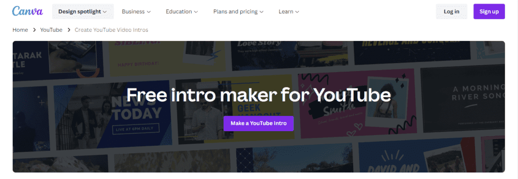 Canva free Youtube Intro Maker