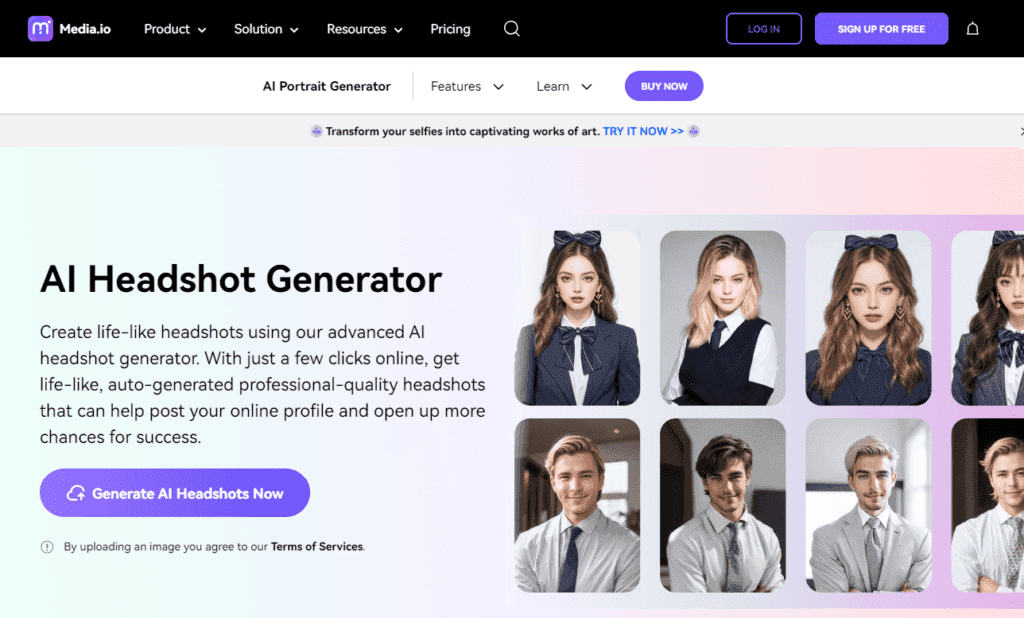 Media.io AI Headshot Generator