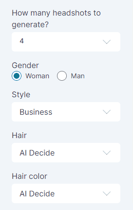 HeadshotGenerator.io Settings