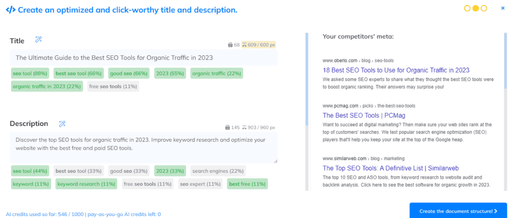 NeuronWriter Content Designer Result