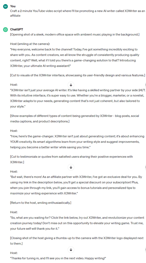ChatGPT YouTube Script - AI Writer