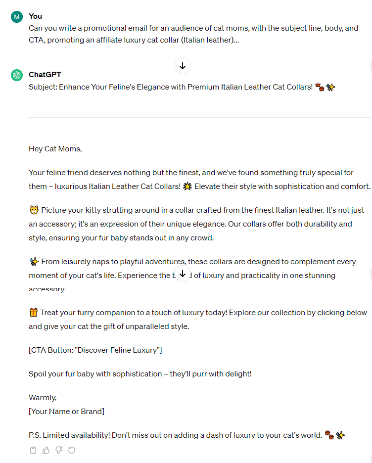 ChatGPT Promotional Email - Cat Moms