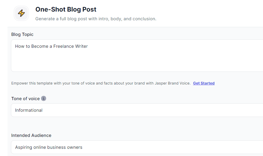 Jasper.ai - One Shot Blog Post