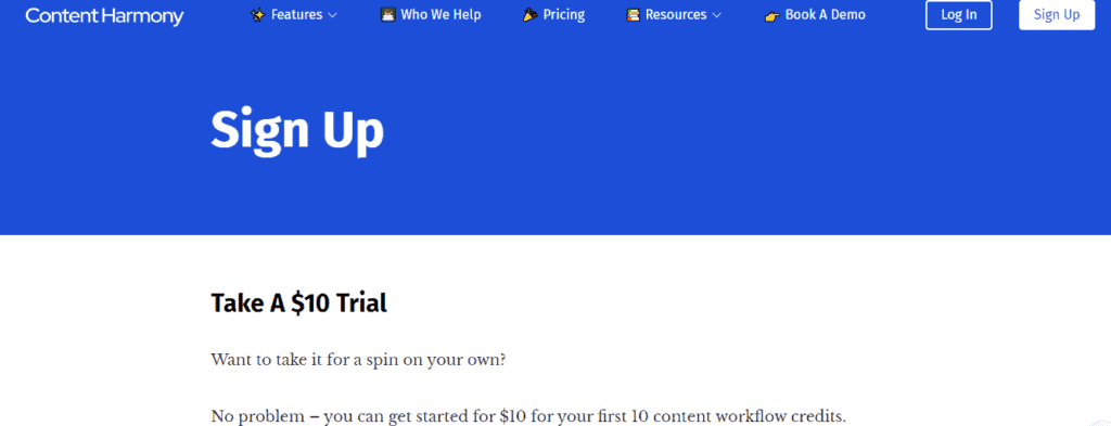 Content Harmony $10 Trial