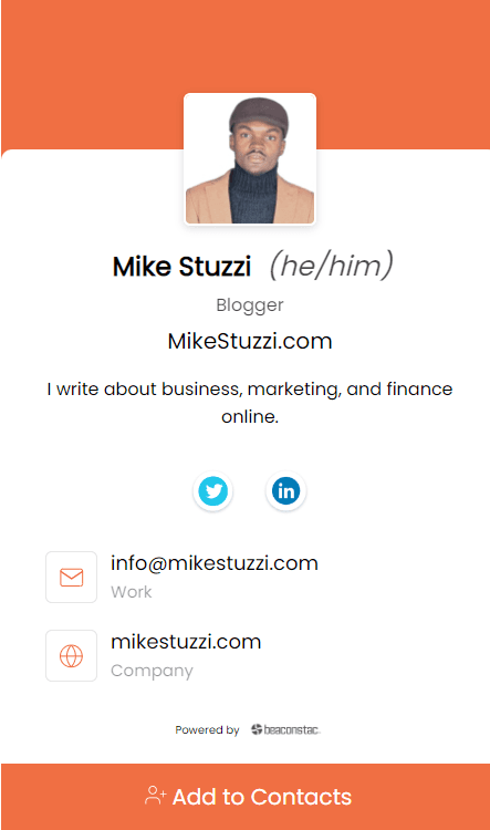 My Beaconstac Digital Business Card example