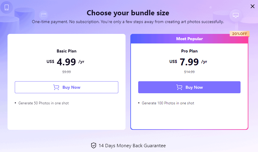 Media.io AI Headshot Generator Pricing