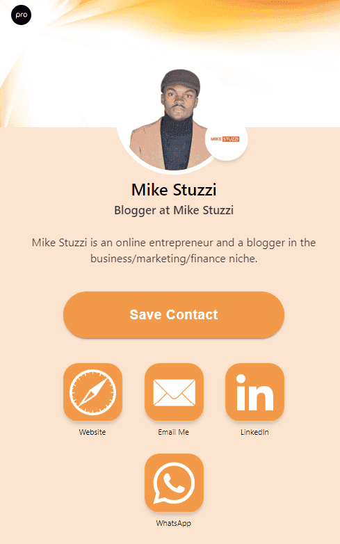 Popl digital business card profile example