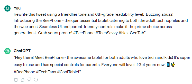 ChatGPT Rewriting Tweet