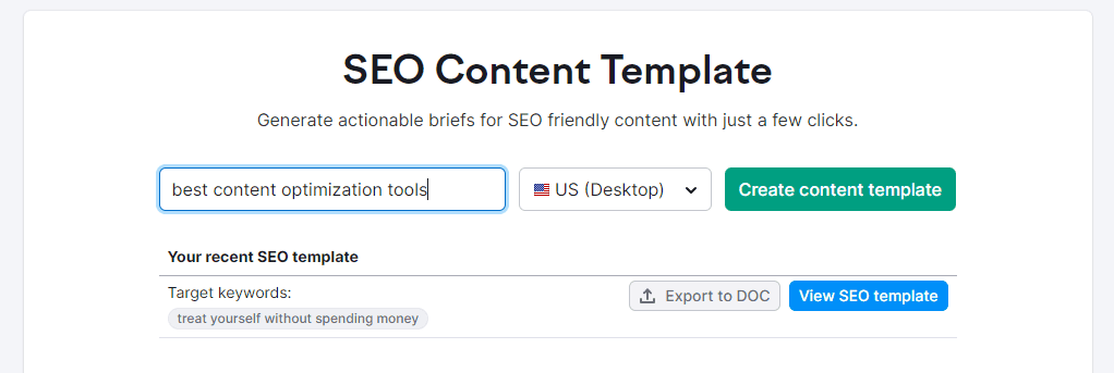 Semrush SEO Content Template