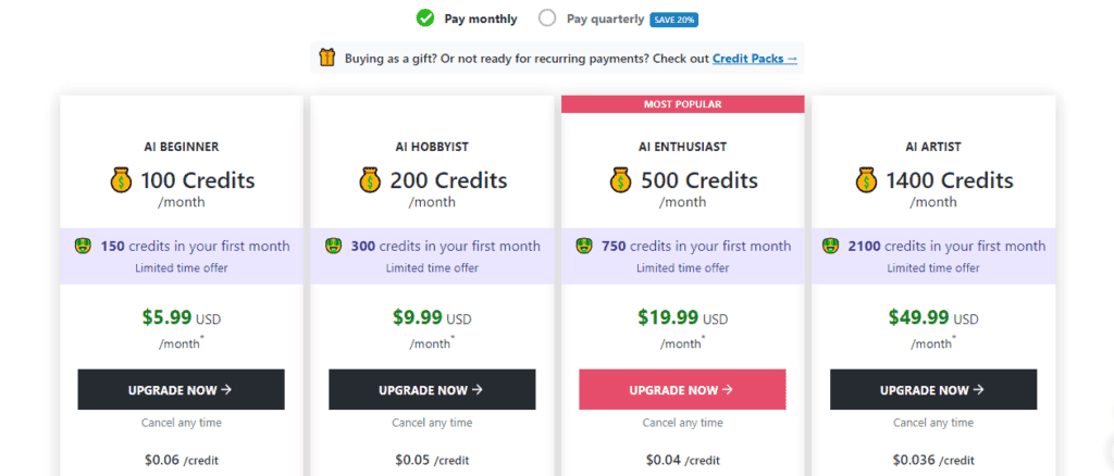 NightCafe Creator Pricing
