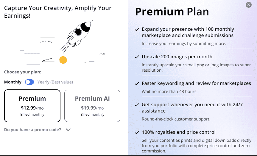 Wirestock Premium Plan Pricing