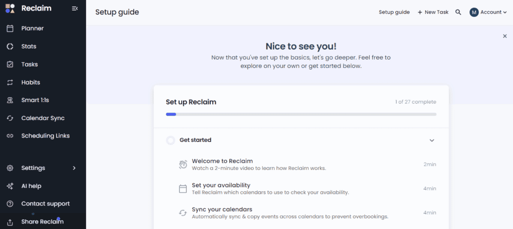 Reclaim AI Dashboard