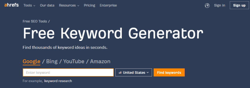 Ahrefs Keyword Generator Tool