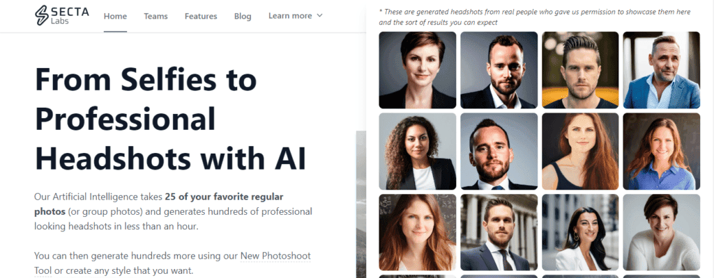 Secta Labs AI-Generated Headshots Examples