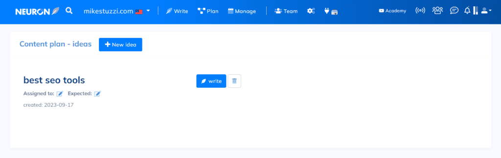 NeuronWriter Content Plan