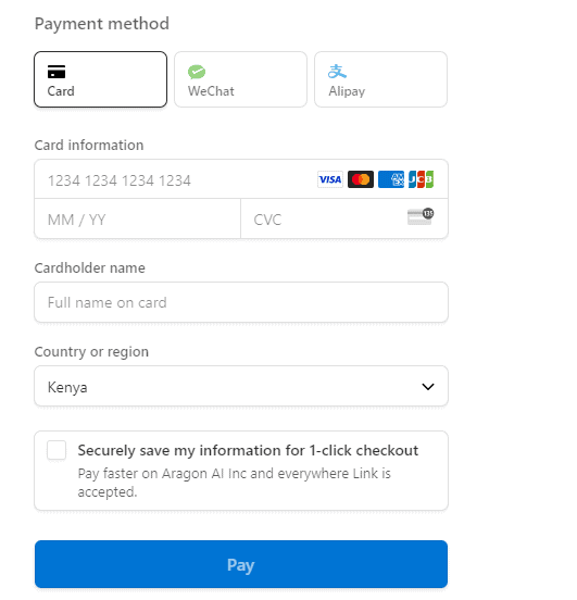 Aragon AI Payment Page