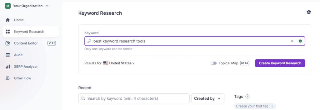 Surfer Keyword Research