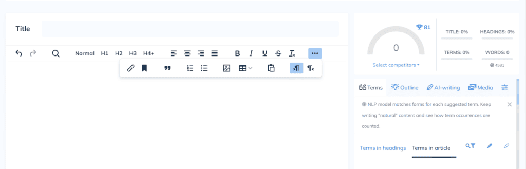 NeuronWriter Content Editor