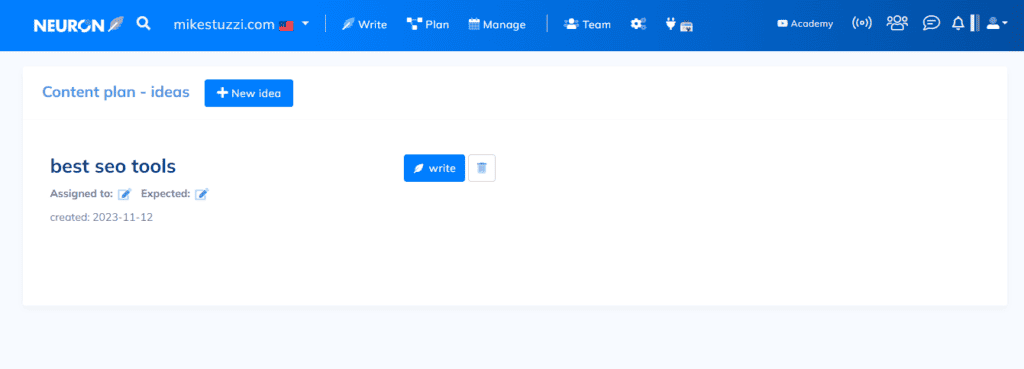 NeuronWriter Content Planner - best SEO tools