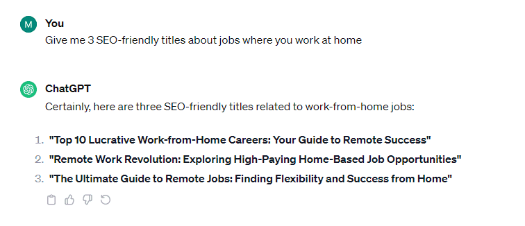 ChatGPT SEO-Friendly Titles - Working from Home