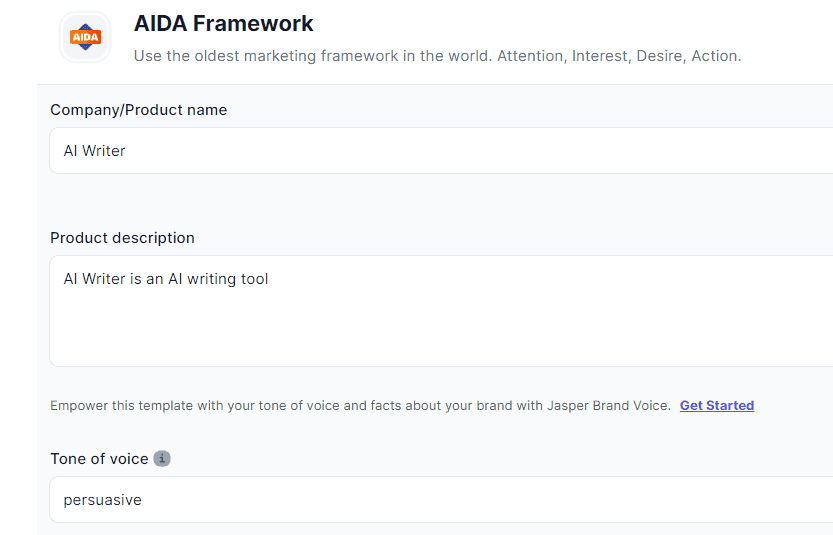 Jasper.ai AIDA Framework