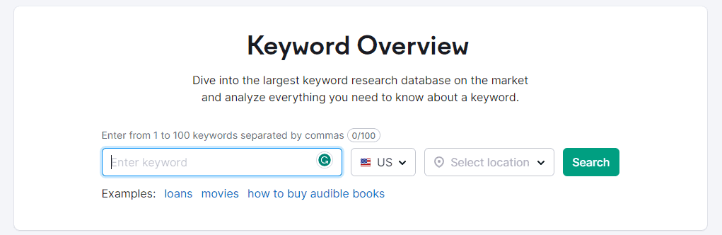 Semrush Keyword Overview