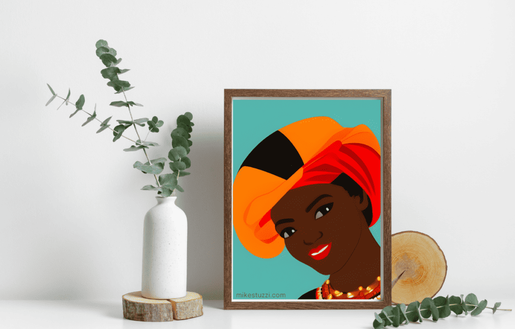 Wall Art Example with AI-Generated Image - African Traditional Woman