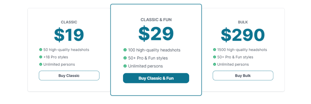 HeadshotGenerator.io Pricing