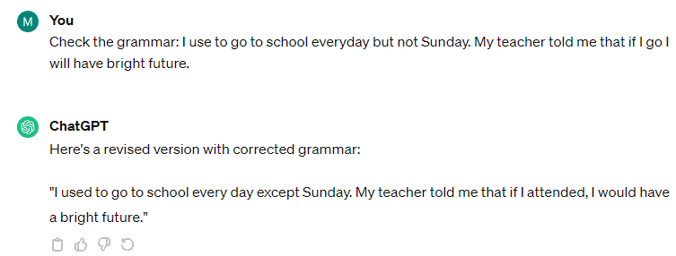 ChatGPT Grammar Check