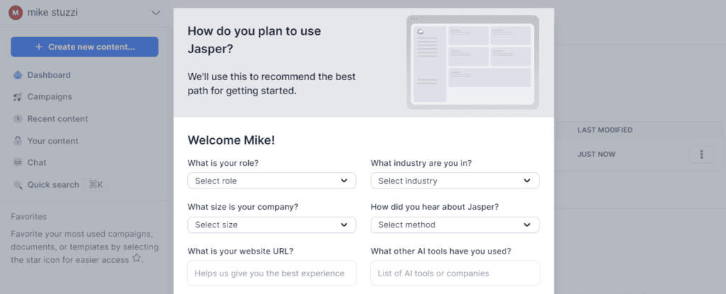 Jasper AI Onboarding