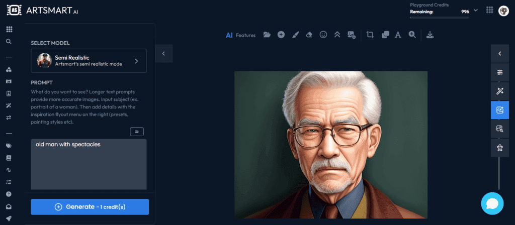 Old man with spectacles - ArtSmart AI