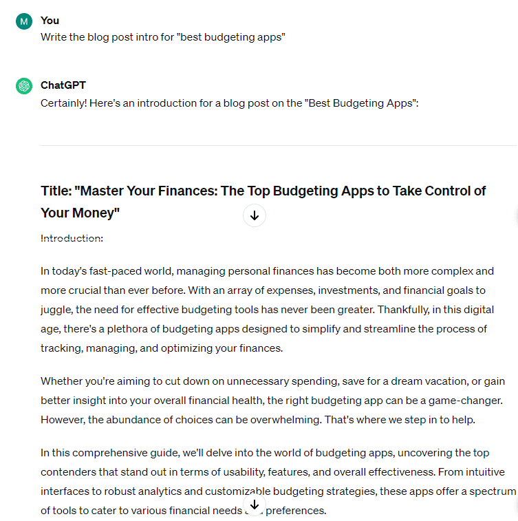 ChatGPT Blog Post Intro - Best Budgeting Apps