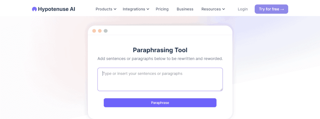 Hypotenuse AI Paraphrasing Tool