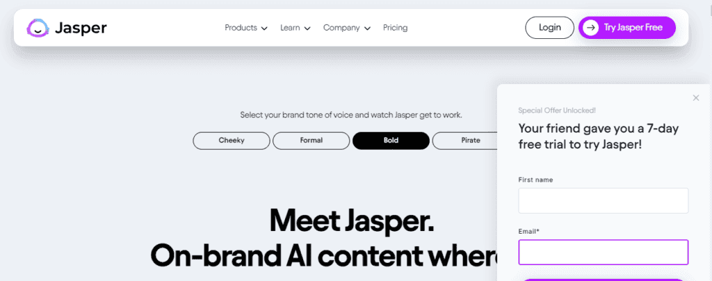 Jasper AI Free Trial 7 Days