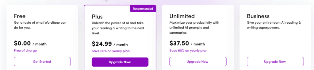 Wordtune Pricing