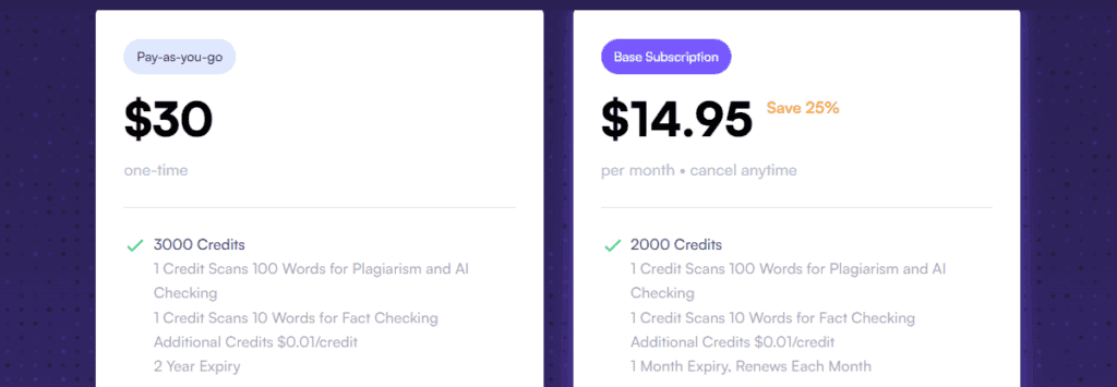 Originality.AI Pricing