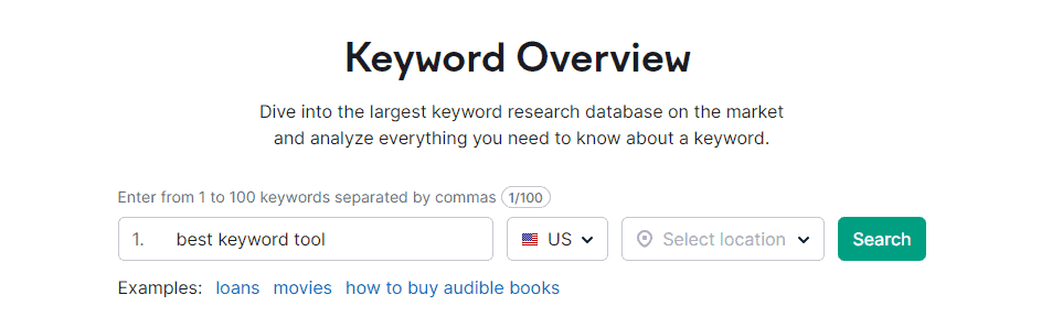 Semrush Keyword Overview Tool