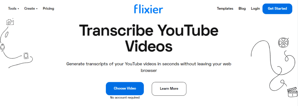 Flixier YouTube Transcript Generator