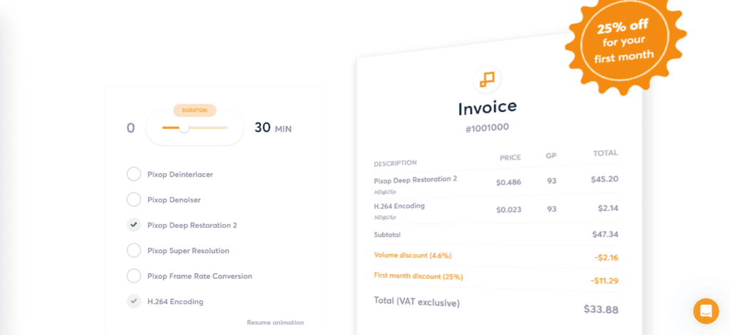 Pixop AI Video Upscaling Pricing
