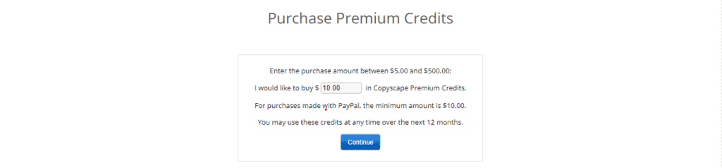 Créditos premium de Copyscape