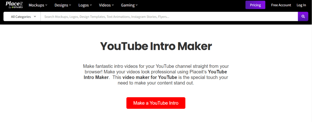 Plaats het YouTube Intro Maker