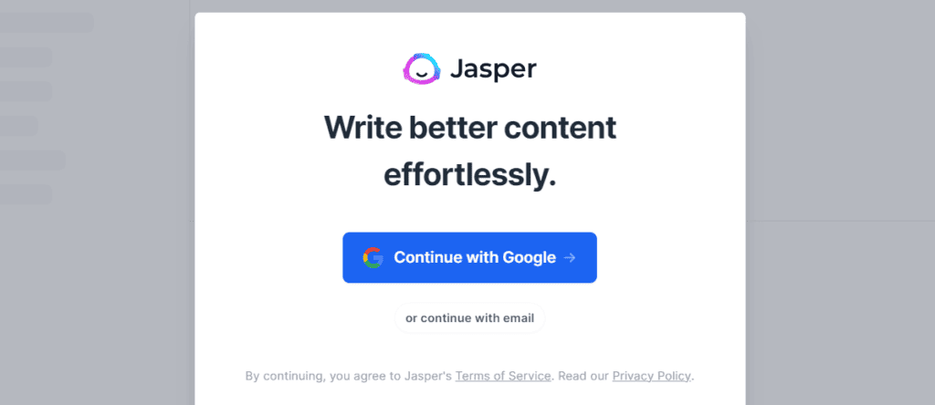 Jasper AI Criar conta