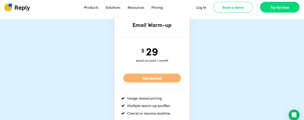 Reply Email Warm-up Pricing