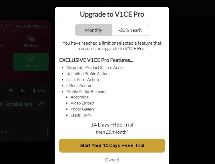 V1CE प्रो मूल्य निर्धारण