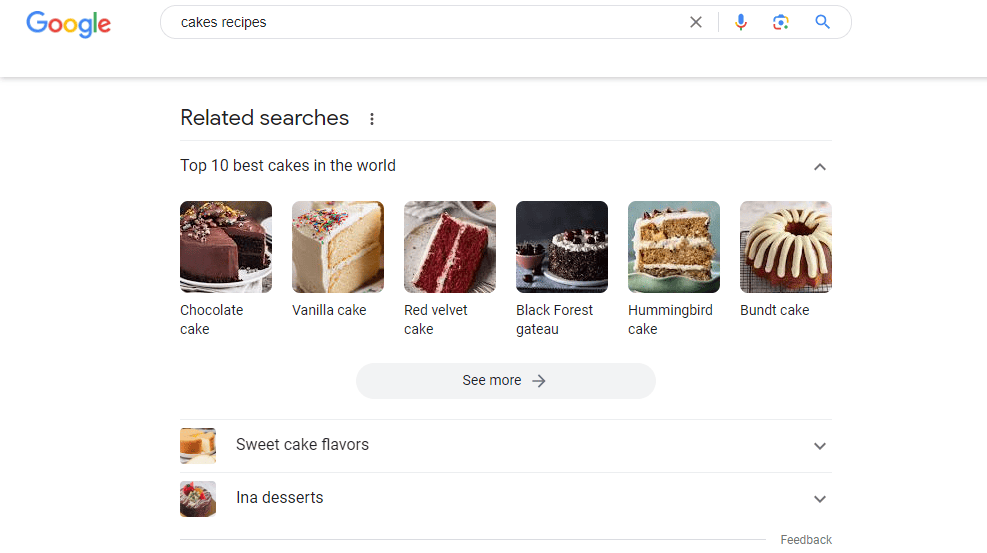 Related Searches - cake recipes
